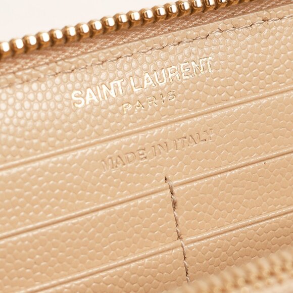 Saint Laurent Dark Beige Grain de Poudre Mattelasse Chevron YSL Monogram Wallet - Picture 8 of 11